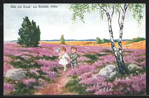 AK Soldat mit seiner Liebsten auf einer Wiese