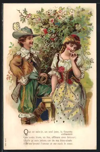 AK Stattlicher Mann steht neben einer schüchternen Frau