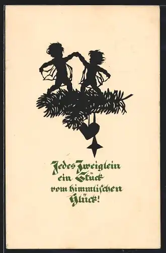 Künstler-AK Georg Plischke: Jedes Zweiglein ein Stück vom himmlischen Glück!, Schattenbild