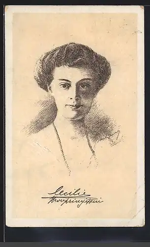 Künstler-AK Kronprinzessin Cecilie im Portrait