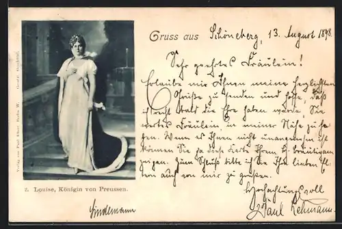 AK Königin Luise von Preussen im langen Kleid