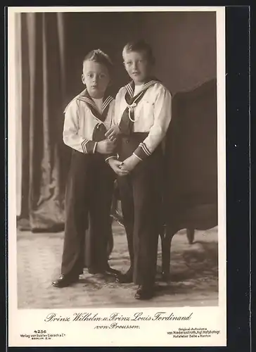 AK Prinz Wilhelm und Prinz Louis Ferdinand von Preussen im Matrosenanzug