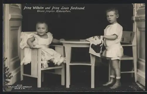 AK Prinz Wilhelm und Prinz Louis Ferdinand am Esstisch