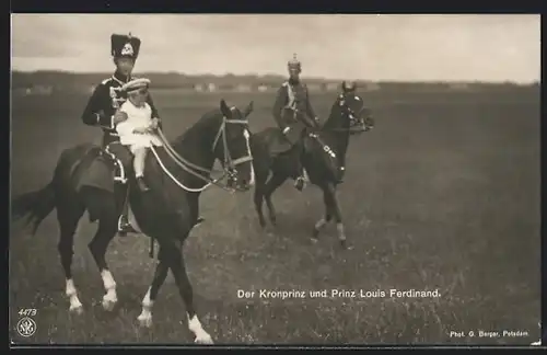 AK Der Kronprinz und Prinz Louis Ferdinand zu Pferde