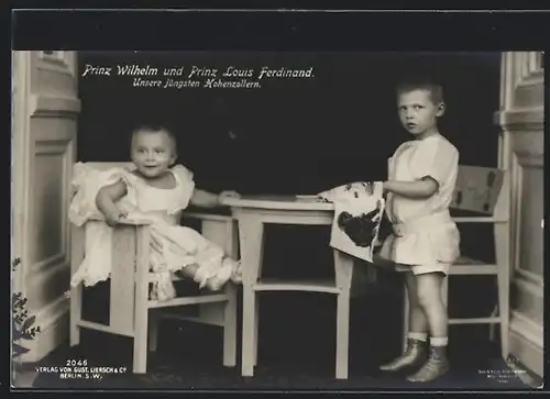 AK Prinz Wilhelm und Prinz Louis Ferdinand am Esstisch
