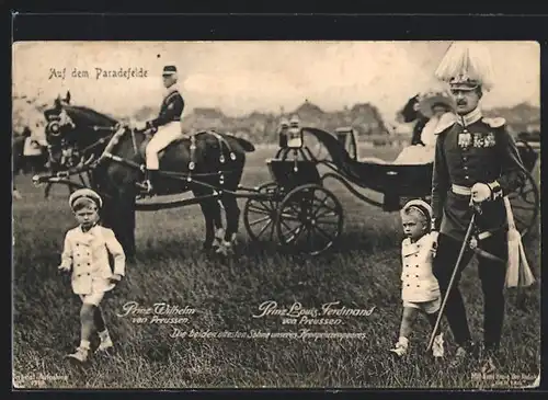 AK Prinz Wilhelm von Preussen, mit Prinz Louis Ferdinand auf dem Paradeplatz