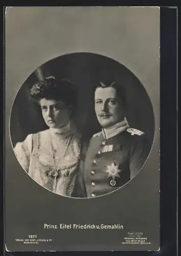 AK Prinz Eitel Friedrich von Preussen und Gemahlin