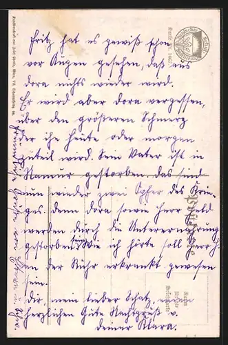 Künstler-AK Karl Friedrich Gsur, Deutscher Schulverein Nr. 1067: Lied Morgen muss ich fort von hier...