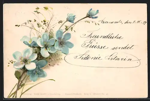 Künstler-AK Theo Stroefer Serie I, Nr. 45: Blauer Blumenstrauss