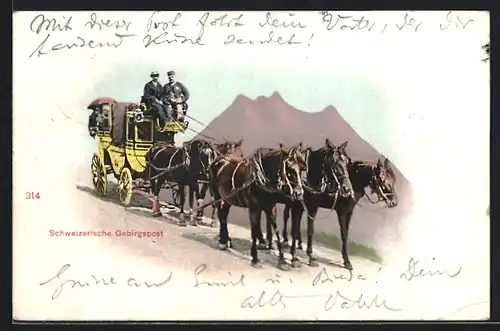 AK Schweizerische Gebirgspost per Postkutsche