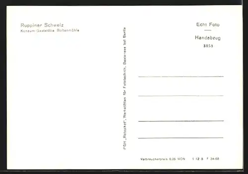 AK Neuruppin /Ruppiner Schweiz, Konsum-Gaststätte Boltenmühle