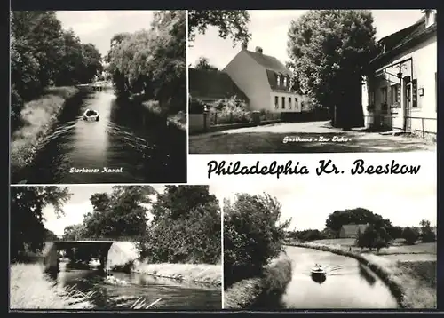 AK Philadelphia b. Beeskow, Gasthaus Zur Eiche, Storkower Kanal