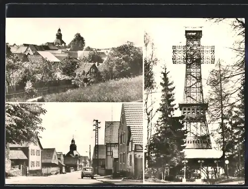 AK Schwenda b. Sangerhausen, Ortsansicht mit Josephskreuz