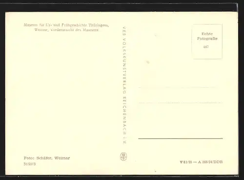 AK Weimar, Museum für Ur- und Frühgeschichte Thüringens, Vorderansicht