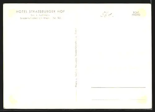 AK Niederlahnstein am Rhein, Hotel Strassburger Hof