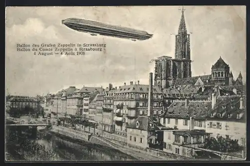 AK Strassburg, Ballon des Grafen Zeppelin 1908