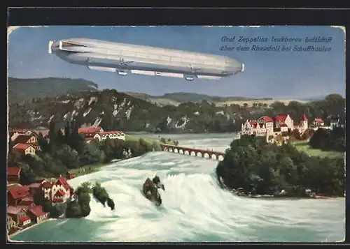 AK Schaffhausen, Zeppelin über dem Rheinfall