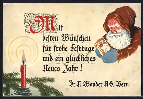 Künstler-AK Reklame der Dr. A. Wander A. G., Weihnachtsmann