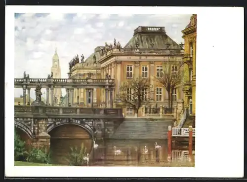 Künstler-AK Potsdam, Fassade vom Stadtschloss