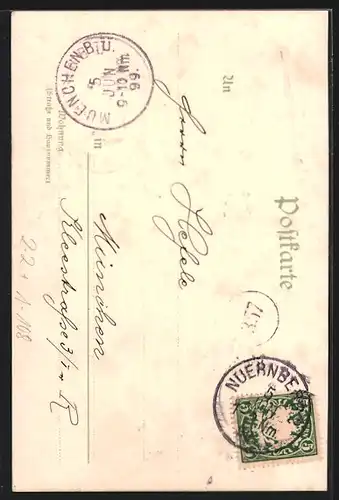 AK Bavaria huldigt König Ludwig II., Bayerische Briefmarke