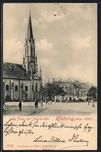 AK Wien-Hietzing, Am Platz mit Pfarrkirche