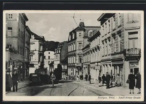 AK Neviges, Strasse mit Geschäften