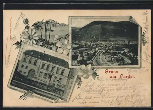 AK Kordel, Gesamtansicht mit Gasthof zum Bahnhof