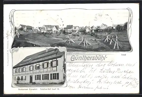 AK Günthersbühl, Restaurant Fürsattel, Teilansicht vom Ort