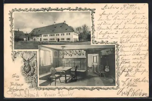 AK Wörnbrunn, Gasthaus Forsthaus, Innenansicht