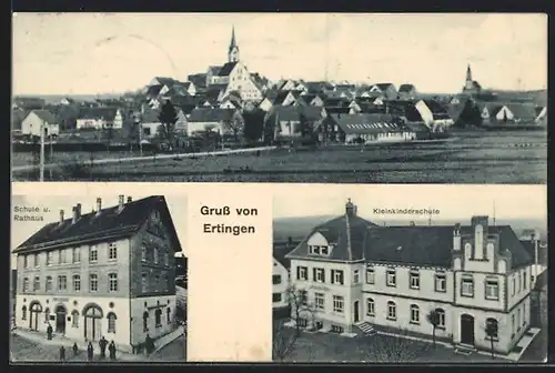 AK Ertingen, Teilansicht, Schule und Rathaus, Kleinkinderschule