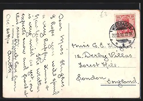 AK Wiesbaden, Schlittenfahrer auf der Rodelbahn beim Chausséehaus