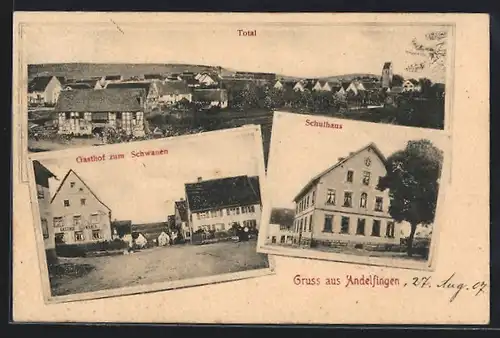 AK Andelfingen, Gasthof zum Schwanen, Schulhaus, Totalansicht