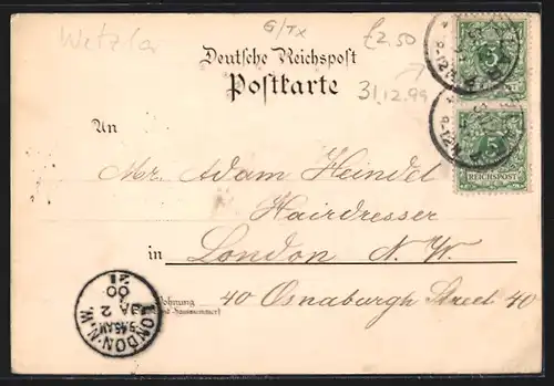 Lithographie Wetzlar, Ortsansicht, Braunfels, Giessen, Marburg, Weilburg