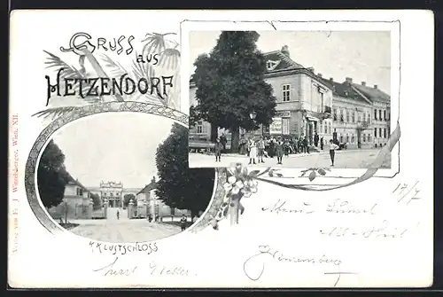 AK Wien, Hetzendorf, K. K. Lustschloss, Strassenpartie