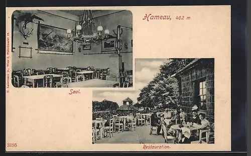AK Wien-Hamenau, Restaurant mit Gartenlokal und Speiseraum