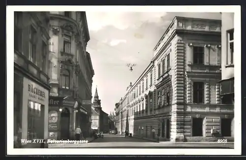 AK Wien, Kalvarienberggasse mit Bäckerei