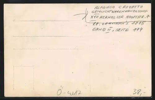 Foto-AK Wien, Alfonso Crovatto, Gemischtwarenhandlung in der Hauptstr. 7