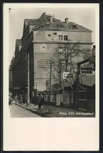AK Wien, Februaraufstand 1934, Artillerietreffer am Schlingerhof