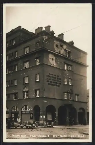 AK Wien, Floridsdorf, Februaraufstand 1934, Artillerietreffer am Schlinger-Hof