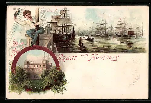 AK Hamburg, Seewarte, Hafen, kleiner Matrose