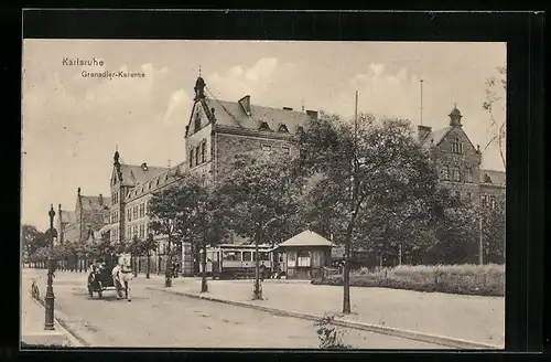 AK Karlsruhe, Strasse an der Grenadier-Kaserne