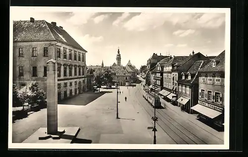 AK Durlach, Pfinztalstrasse, Strassenbahn