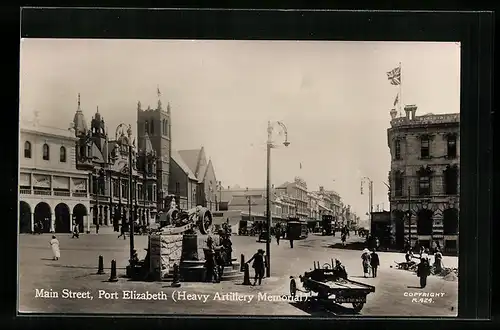 AK Port Elizabeth, Main Street, Strassenbahn, Heavy Artillery Memorial