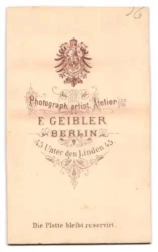 Fotografie F. Geibler, Berlin, Unter den Linden 45, Beamter der preussischen Eisenbahn in Uniform