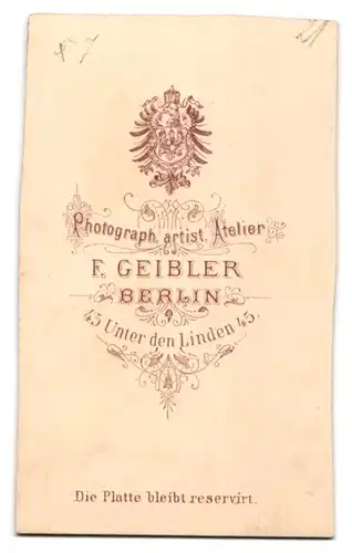 Fotografie F. Geibler, Berlin, Unter den Linden 45, Beamter der preussischen Eisenbahn in Uniform