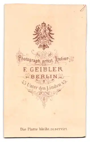 Fotografie F. Geibler, Berlin, Unter den Linden 45, preussischer Eisenbahner in Uniform mit Vollbart