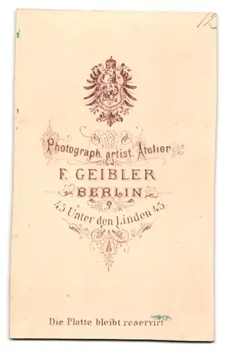 Fotografie F. Geibler, Berlin, Unter den Linden 45, Beamter der preussischen Eisenbahn in Uniform