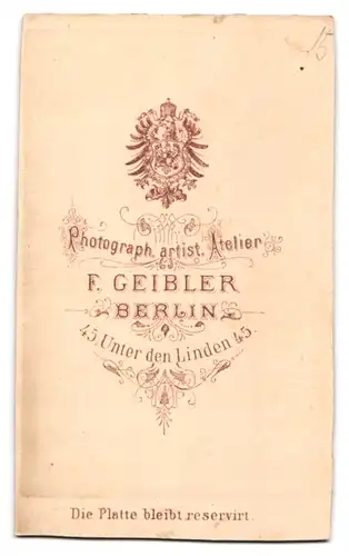 Fotografie F. Geibler, Berlin, Unter den Linden 45, älterer preussischer Eisenbahner in Uniform mit Vollbart