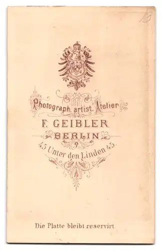 Fotografie F. Geibler, Berlin, Unter den Linden 45, preussischer Eisenbahner mit Vollbart in Dienstuniform