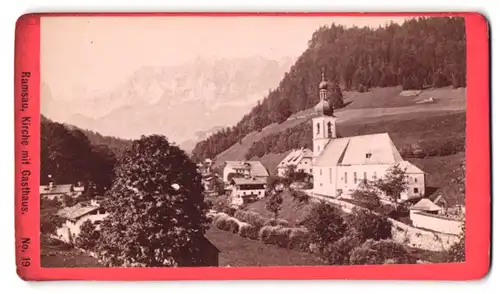 Fotografie Anton Czurda, Salzburg, Ansicht Ramsau, Blick auf die Kirche mit dem Gasthaus